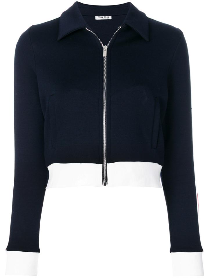 Miu Miu Cropped Zip Cardigan - Blue