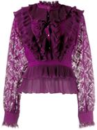 Just Cavalli Tiered Ruffle Blouse - Purple