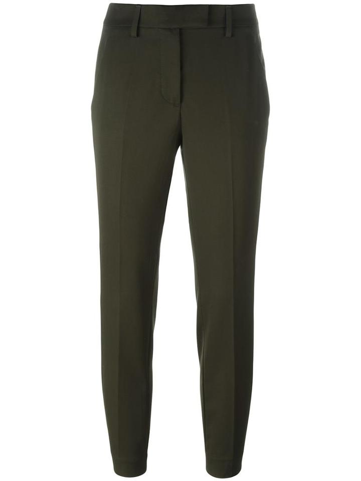 Dondup Tailored Cropped Trousers, Women's, Size: 40, Green, Acetate/viscose/virgin Wool