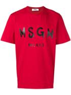 Msgm Brushstroke Logo T-shirt - Red