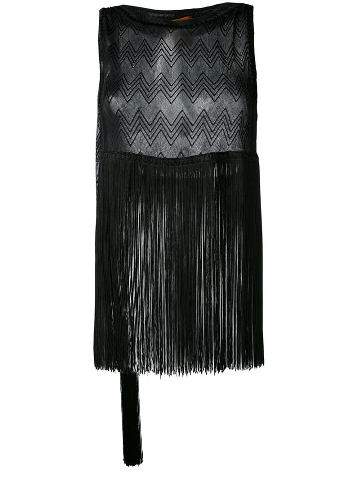 Missoni - Sheer Tassel Top - Women - Viscose - 38, Black, Viscose