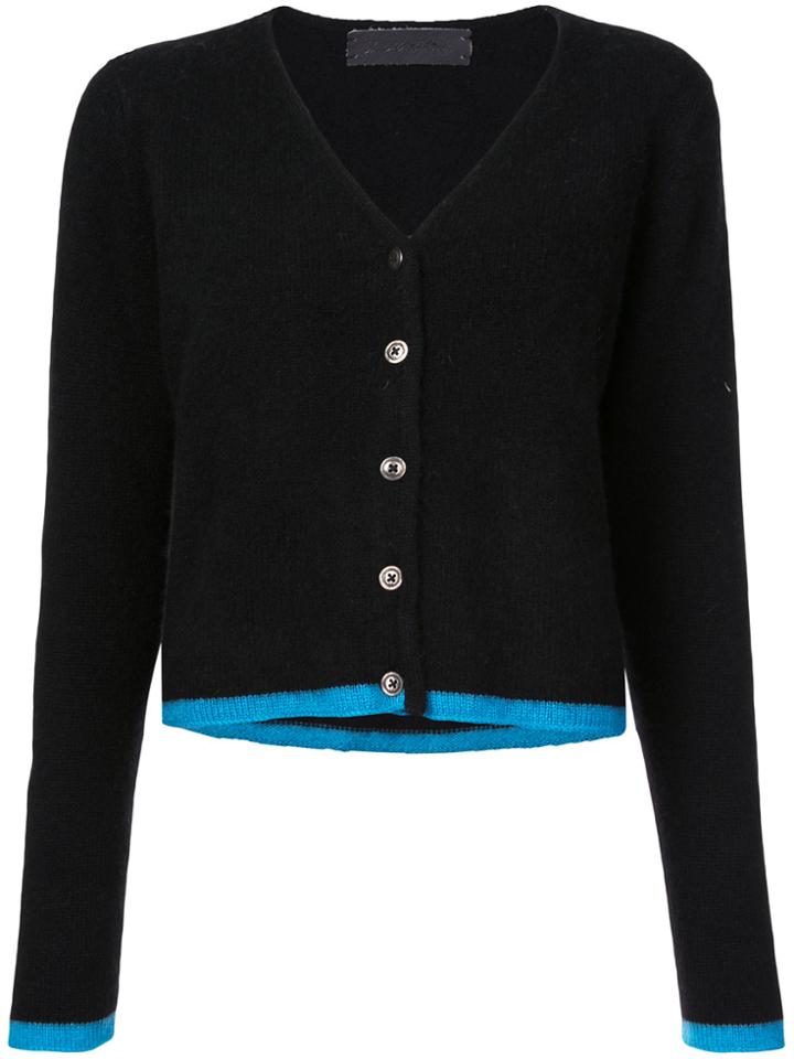 The Elder Statesman Cashmere Cropped Cardigan - Black