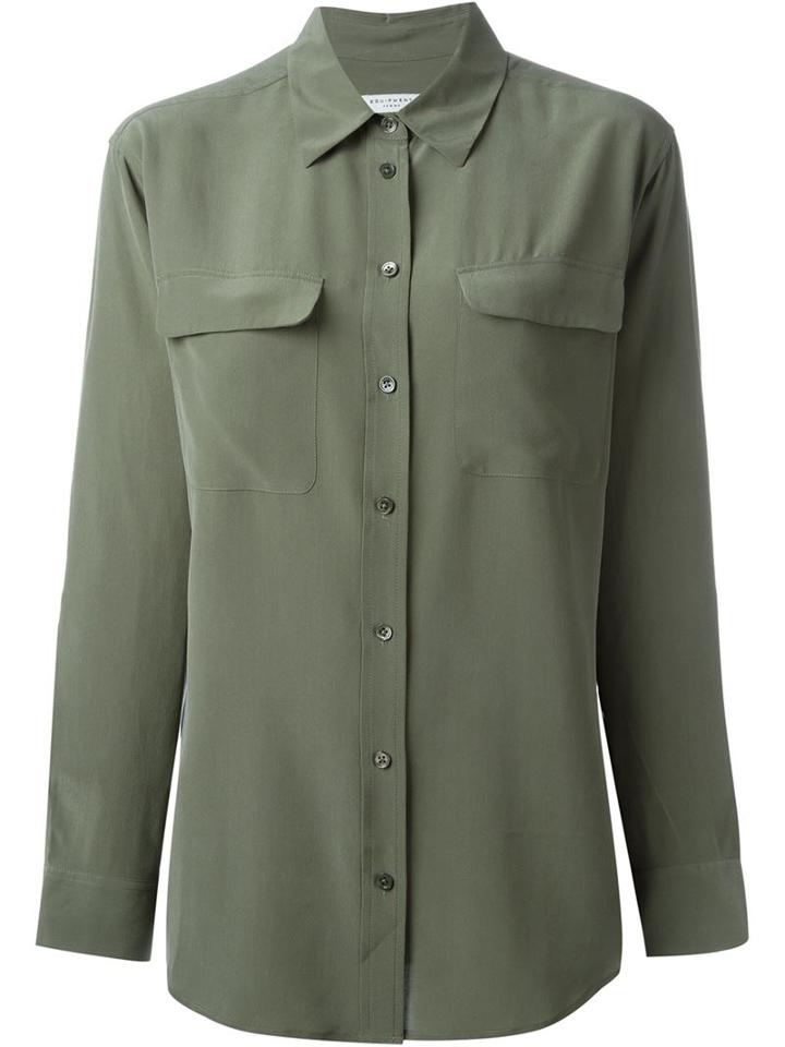 Equipment Military Blouse, Women's, Size: Xs, Green, Silk