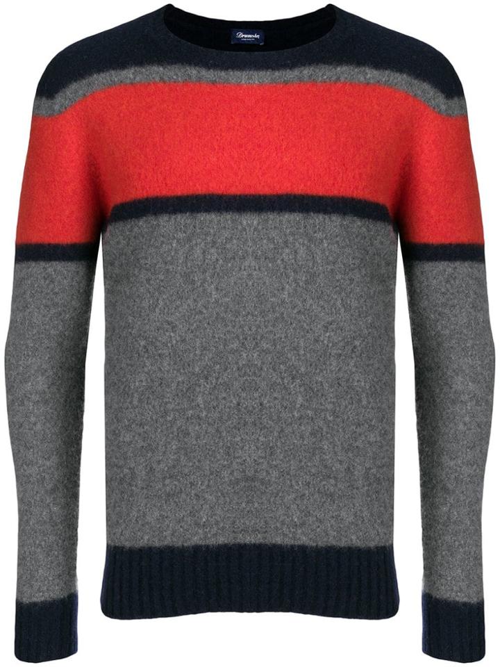 Drumohr Colour-block Fitted Sweater - Yellow & Orange