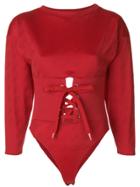 Gcds Lace-up Bodysuit - Red