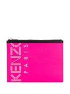 Kenzo Logo Printed Clutch Bag - Pink