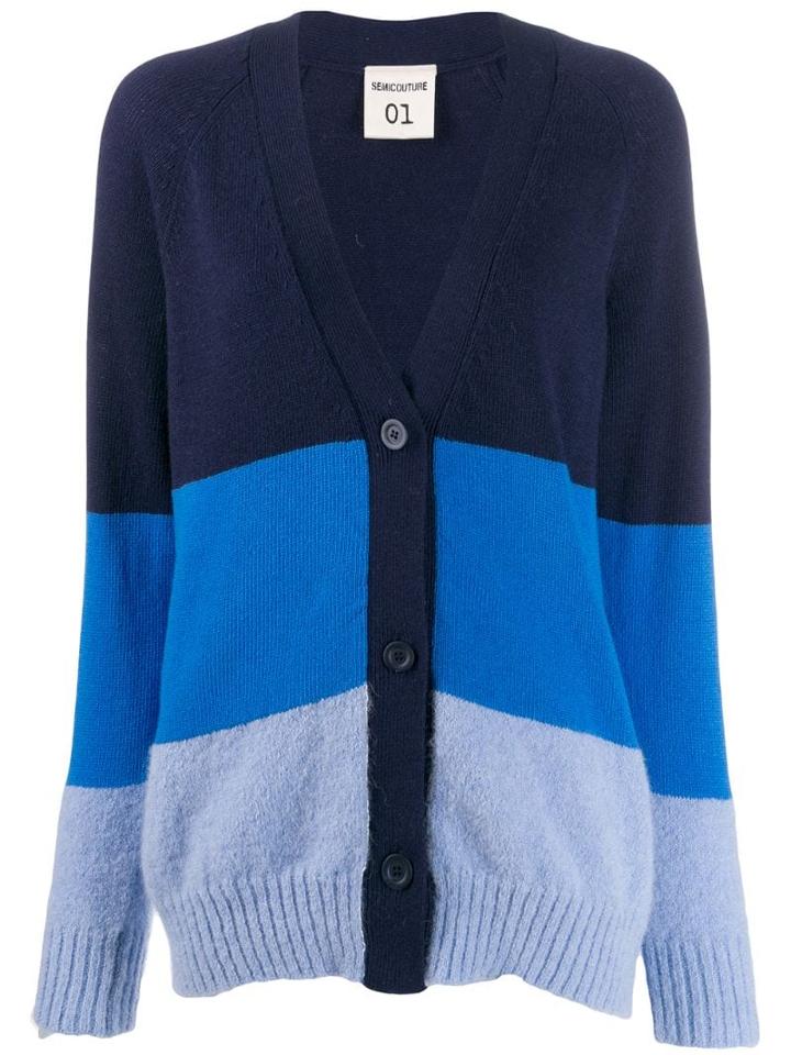Semicouture Oversized Panelled Cardigan - Blue