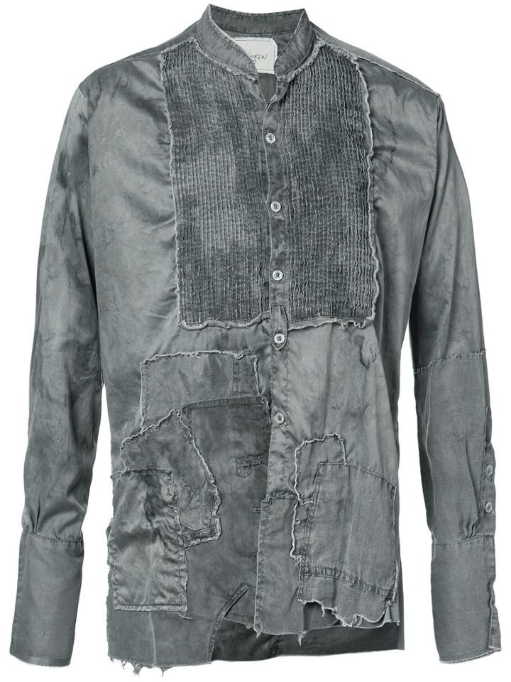 Greg Lauren - Destroyed Patched Shirt - Men - Acetate - 4, Grey, Acetate