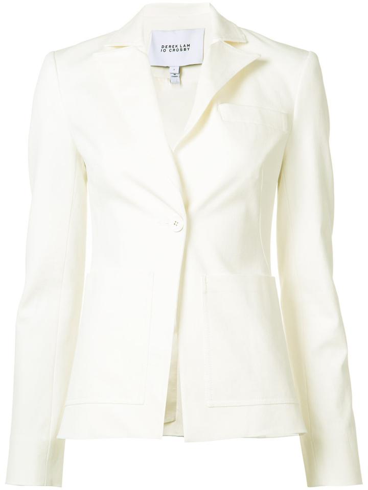 Derek Lam 10 Crosby One Button Blazer, Women's, Size: 4, White, Cotton/spandex/elastane/rayon