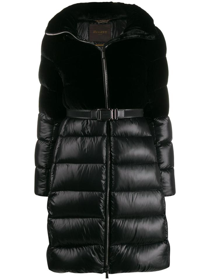 Moorer Velvet Panel Puffer Jacket - Black