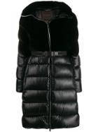 Moorer Velvet Panel Puffer Jacket - Black