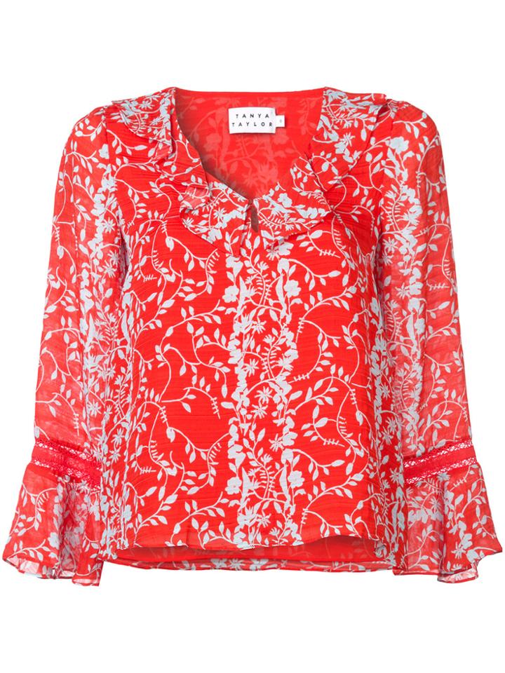 Tanya Taylor Floral Vines Staci Top - Red