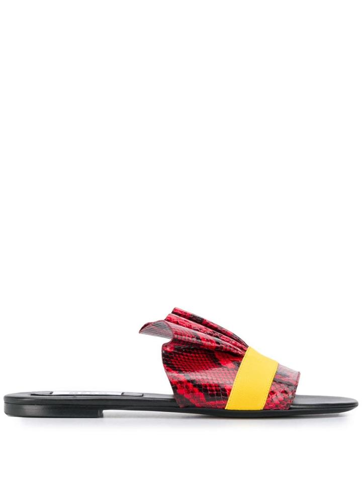 Msgm Snake Print Slides - Red