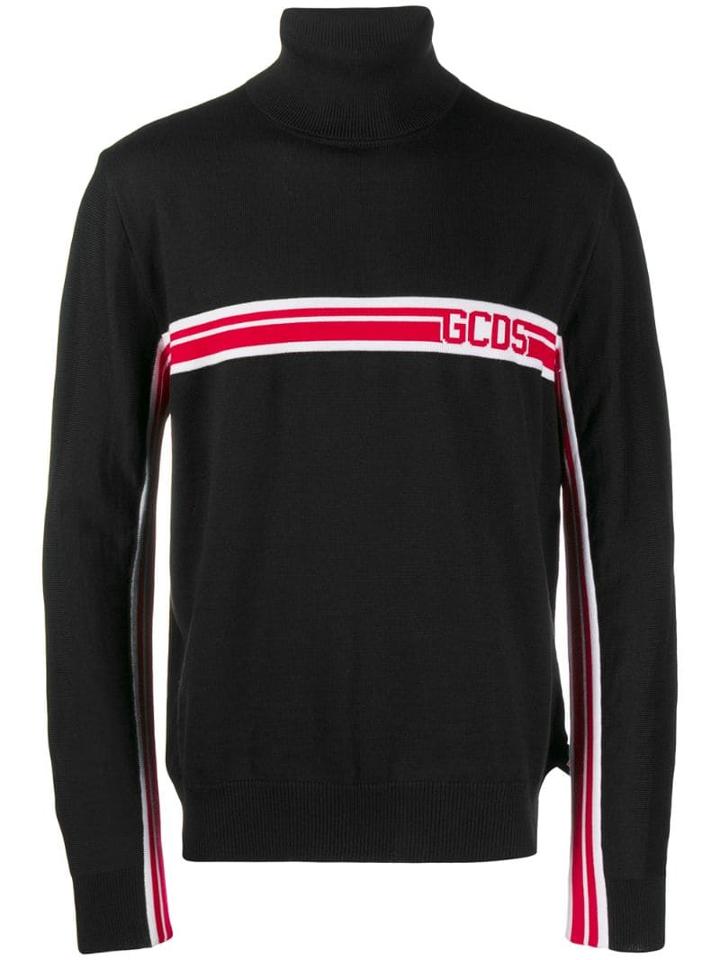 Gcds Striped Roll Neck Jumper - Black