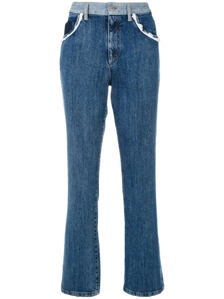 Miu Miu Lace Trim Denim Jeans - Blue