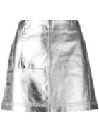Paco Rabanne - Metallic Denim Skirt - Women - Cotton - 38, Grey, Cotton