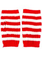 Gucci Fingerless Striped Gloves - Red