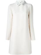 Valentino Embossed Collar Mini Dress, Women's, Size: 40, White, Silk/leather/virgin Wool