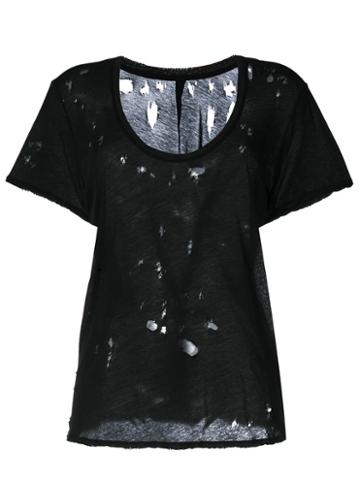 Unravel Project - Ripped Detail Top - Women - Cotton - M, Black, Cotton