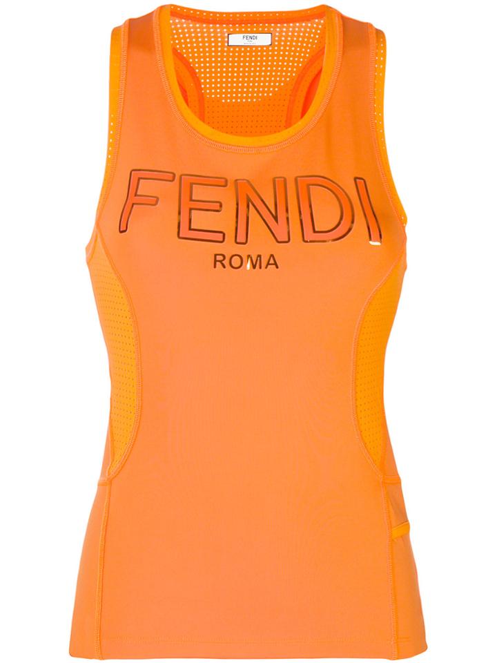 Fendi Logo Print Tank Top - Yellow & Orange