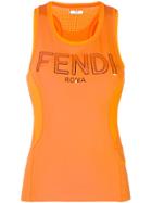 Fendi Logo Print Tank Top - Yellow & Orange