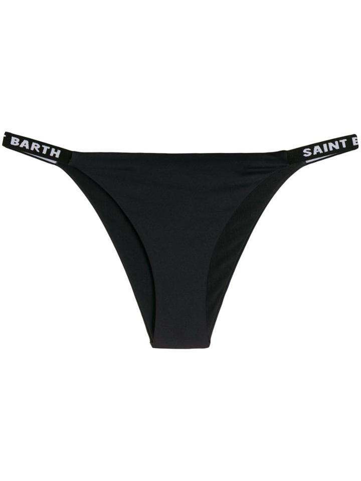 Mc2 Saint Barth Logo Tape Tanga Bikini Bottoms - Black