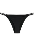 Mc2 Saint Barth Logo Tape Tanga Bikini Bottoms - Black