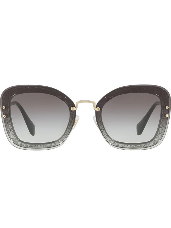 Miu Miu Eyewear Oversized Glitter Sunglasses - Grey