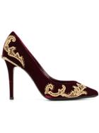 Roberto Cavalli Embellished Velvet Pumps - Red
