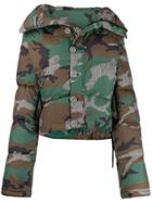 Unravel Project Camouflage Print Puffer Jacket - Green