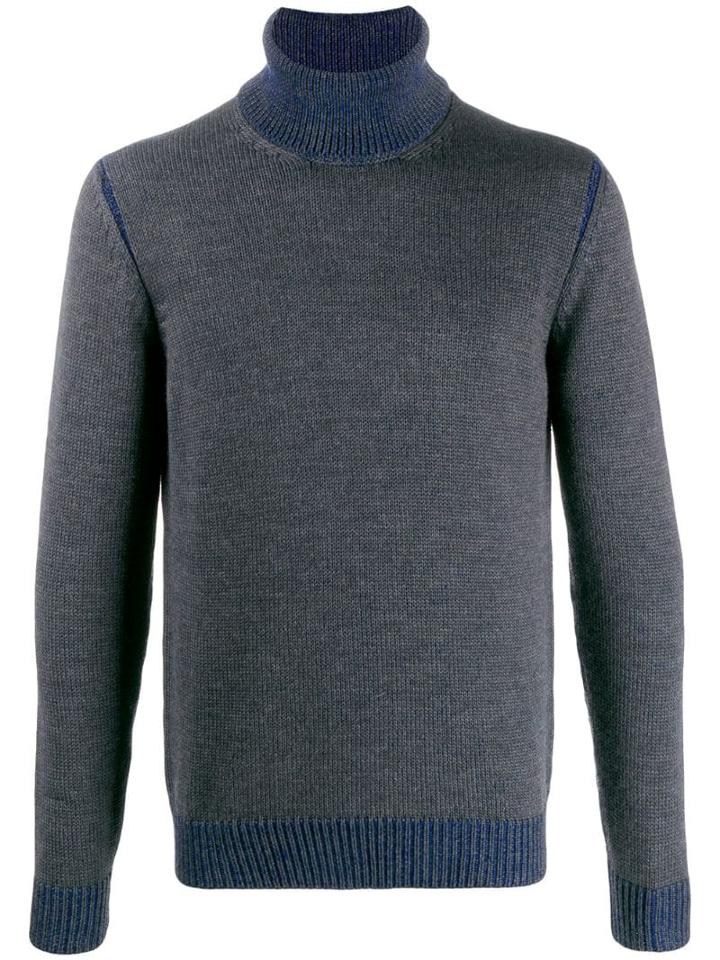 Roberto Collina Two-tone Turtleneck Jumper - Grey