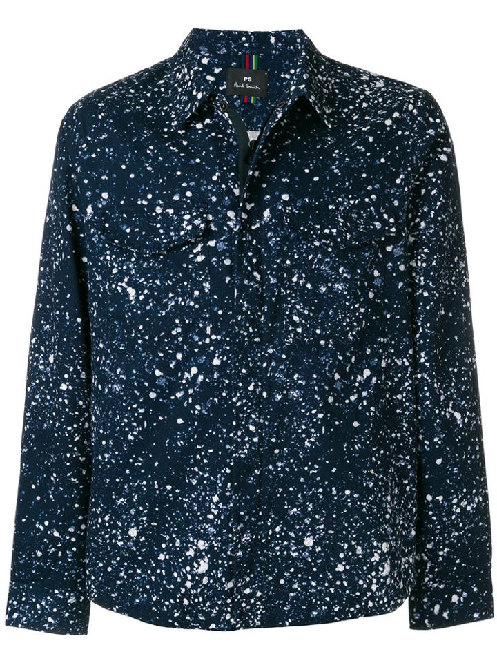 Ps By Paul Smith Paint Splash Print Shirt Jacket - Blue