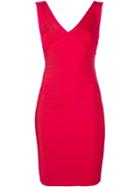 Hervé Léger V-neck Fitted Dress