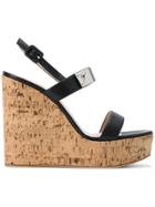 Giuseppe Zanotti Design Cork Wedged Sandals - Black