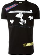 Iceberg Snoopy Print T-shirt, Men's, Size: S, Black, Cotton/spandex/elastane