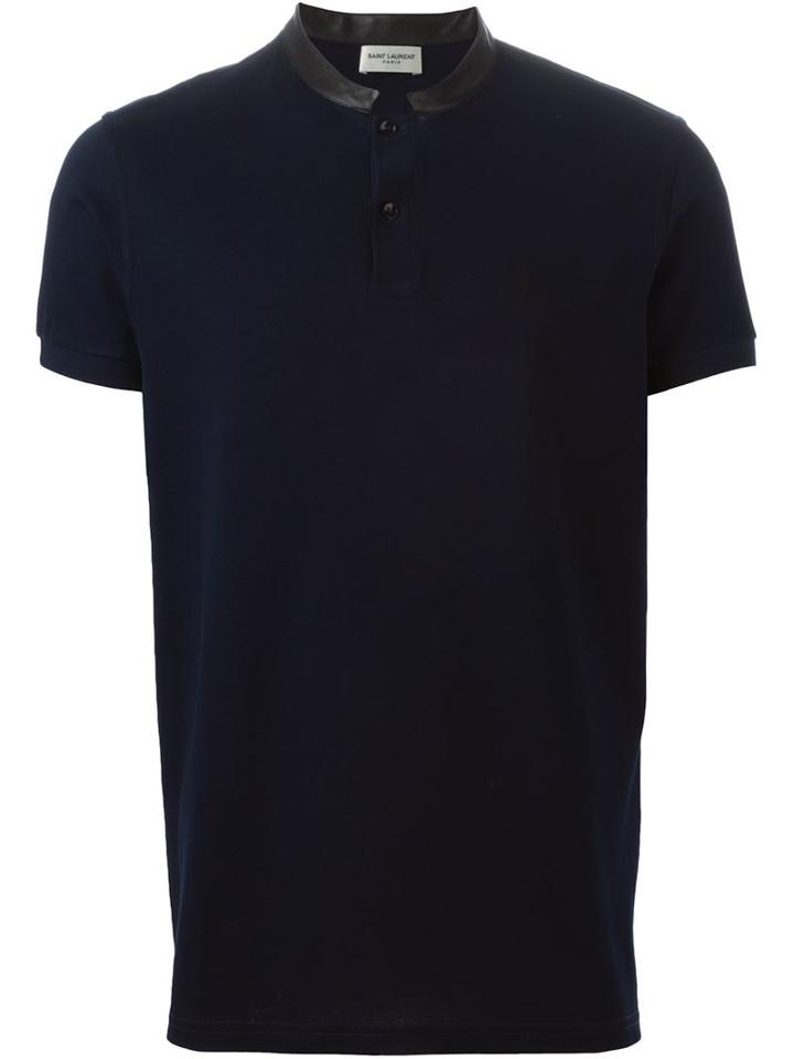 Saint Laurent Band Collar Polo Shirt