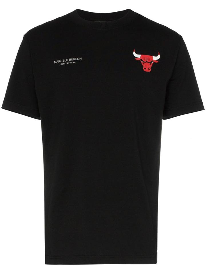 Marcelo Burlon County Of Milan Chicago Bulls Logo Patch Cotton T Shirt