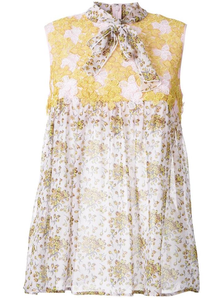 Giambattista Valli Embroidered Detail Blouse, Women's, Size: 42, Yellow/orange, Silk
