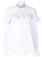 Christopher Kane Crystal Frill Cotton Blouse - White