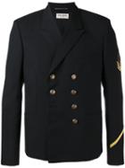 Saint Laurent Double Breasted Military Jacket, Men's, Size: 48, Black, Wool