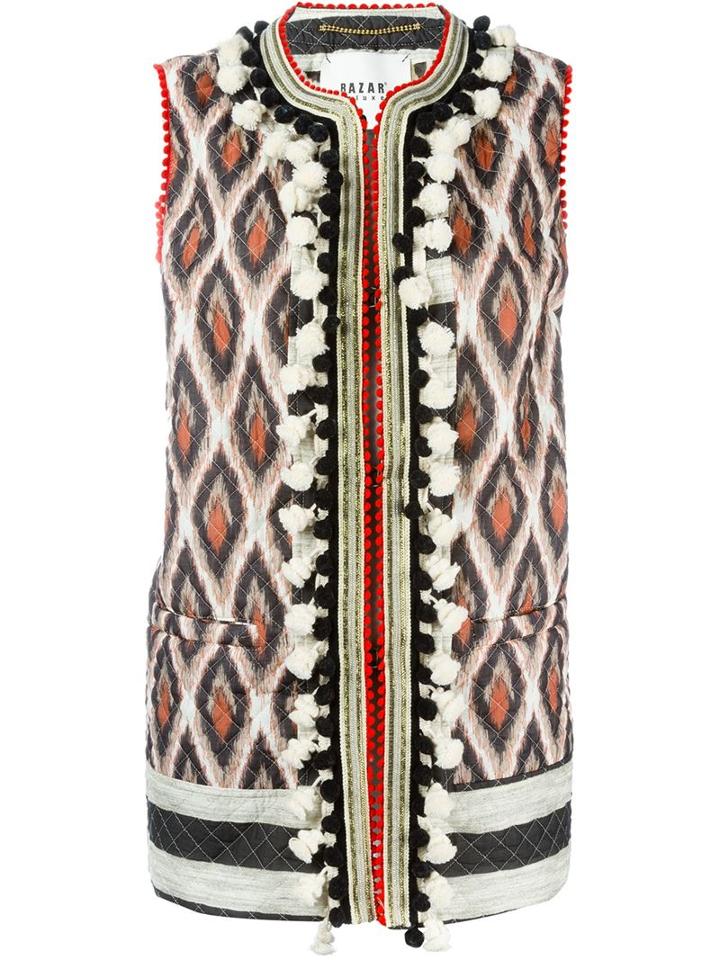 Bazar Deluxe Pom-pom Trim Printed Gilet