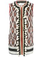 Bazar Deluxe Pom-pom Trim Printed Gilet