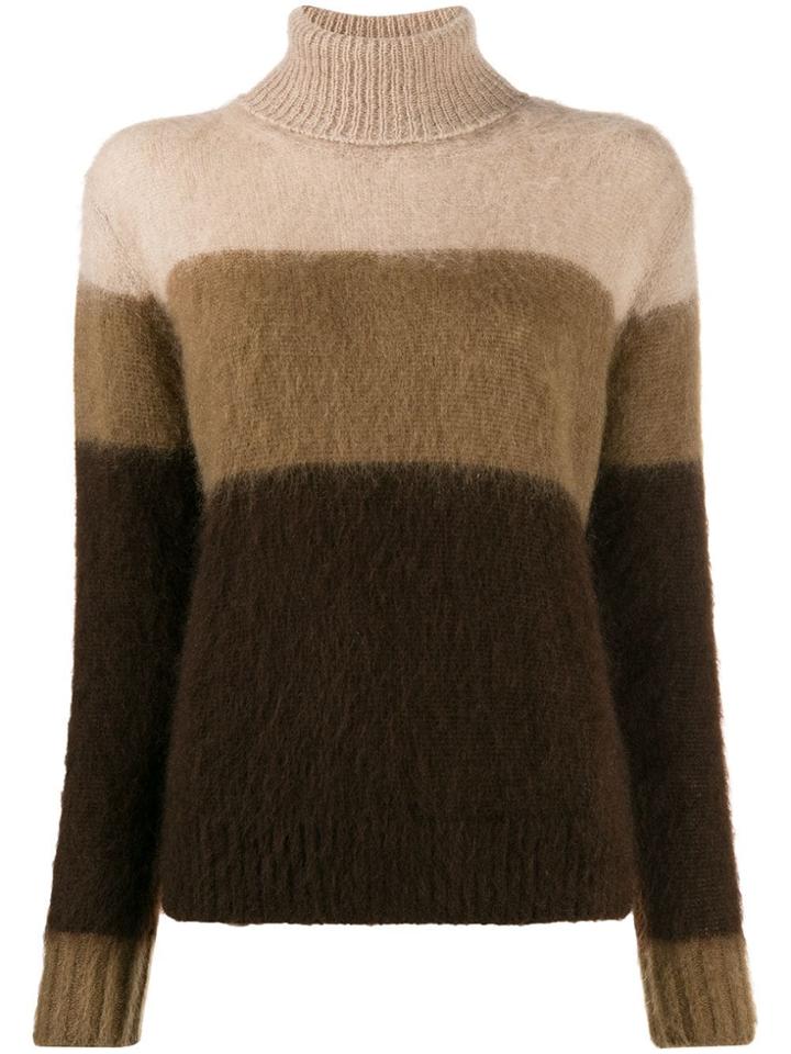 Golden Goose Striped Rollneck Knit Sweater - Brown