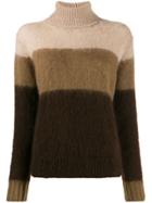 Golden Goose Striped Rollneck Knit Sweater - Brown