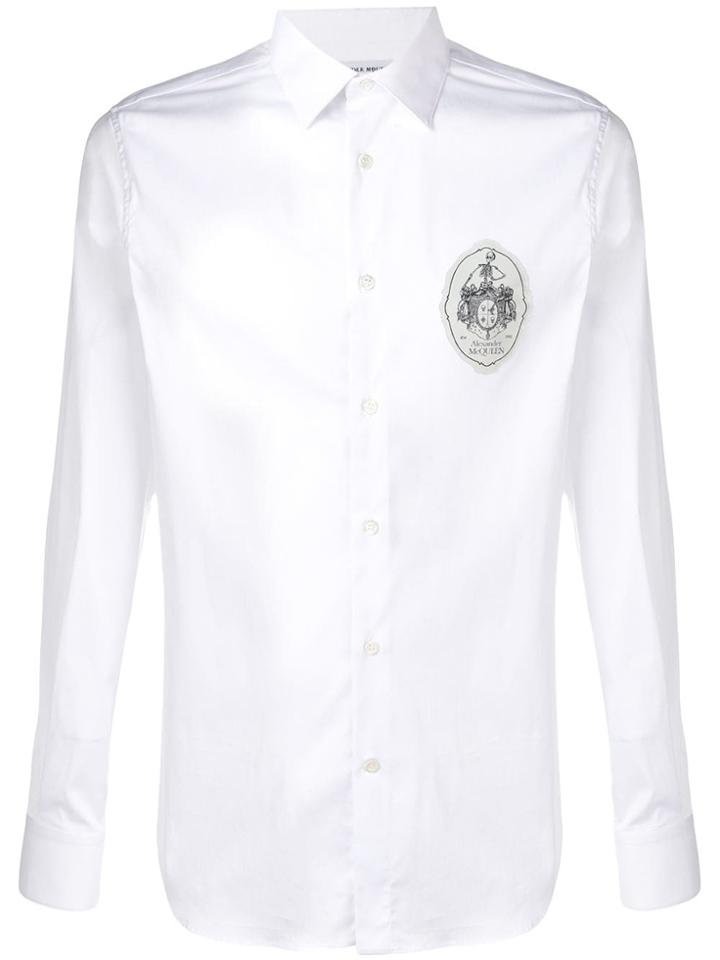 Alexander Mcqueen Skeleton Logo Patch Shirt - White