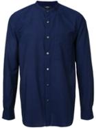 Mandarin Neck Shirt - Men - Cotton/linen/flax - 1, Blue, Cotton/linen/flax, Attachment