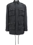 Faith Connexion Cargo Pockets Drawstring Jacket, Men's, Size: Small, Black, Silk