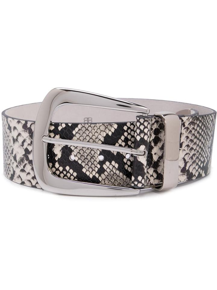 B-low The Belt Snakeskin Print Belt - White