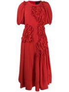 Simone Rocha Floral Apliqué Midi Dress - Red