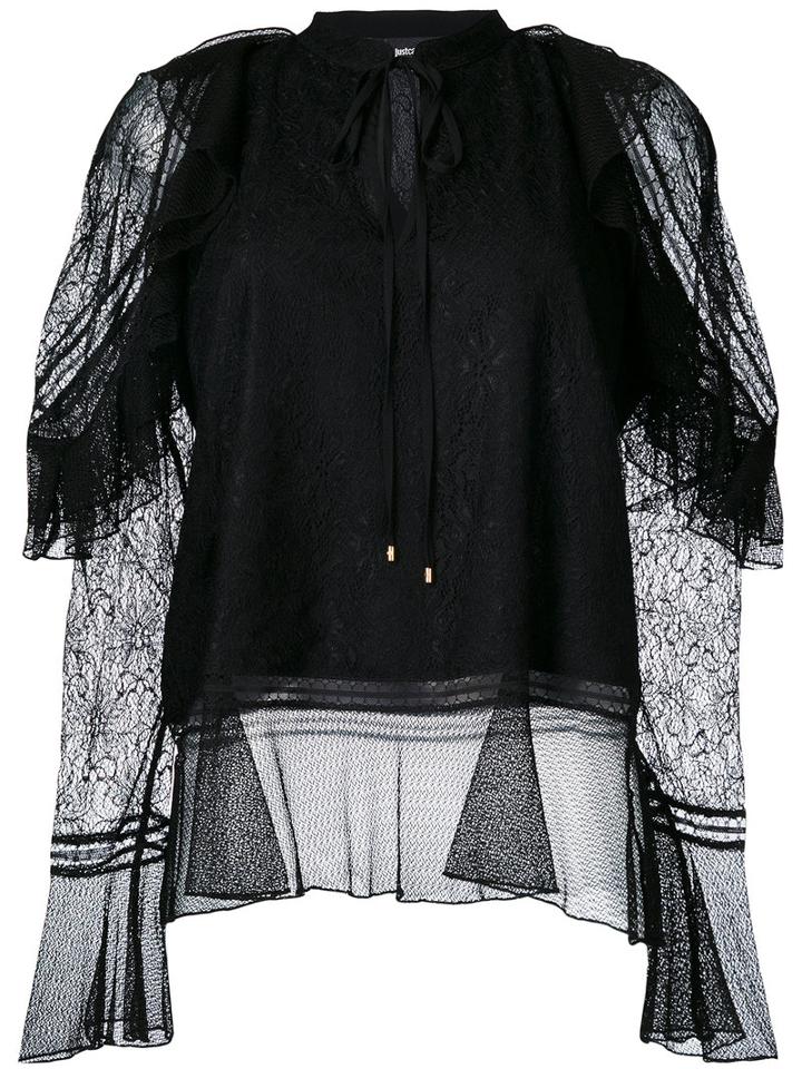 Just Cavalli - Lace Overlay Blouse - Women - Polyamide/polyester - 42, Black, Polyamide/polyester